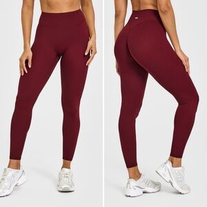 Oner Active Soft Motion High Waisted Leggings Rosewood Burgundy Small Short